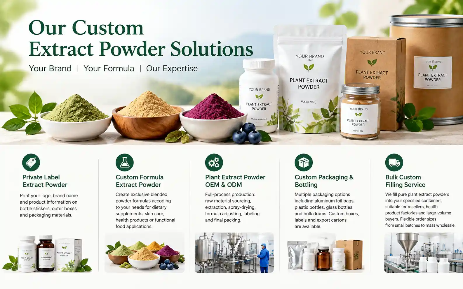 Custom plant extract powder OEM ODM private label manufacturing services